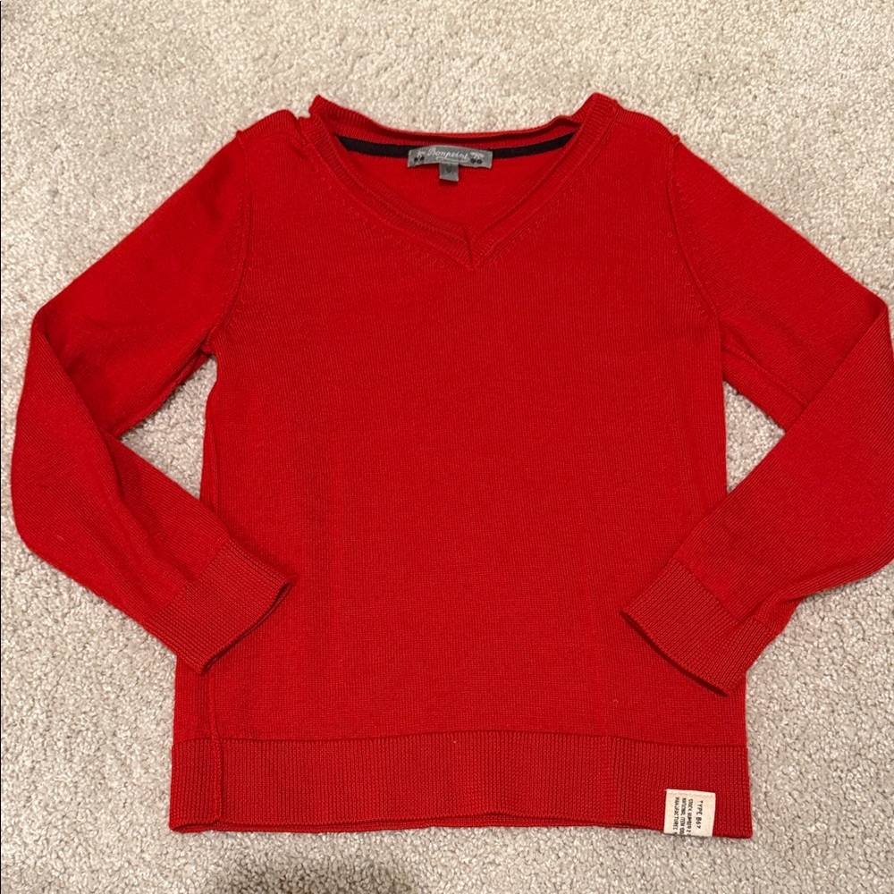 Bonpoint Kids Red V-Neck Cashmere Sweater, size 6 - Picture 2 of 5